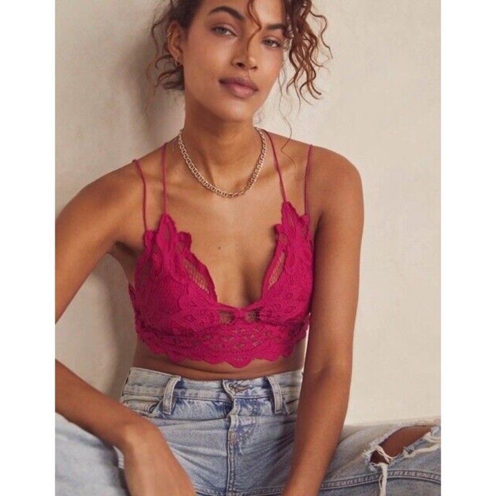 NEW Free People adella bralette magenta pink bra size small
